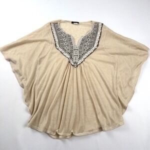 Deb Embroidered Tunic Top Bohemian Style Flowy‎ Beige 1X